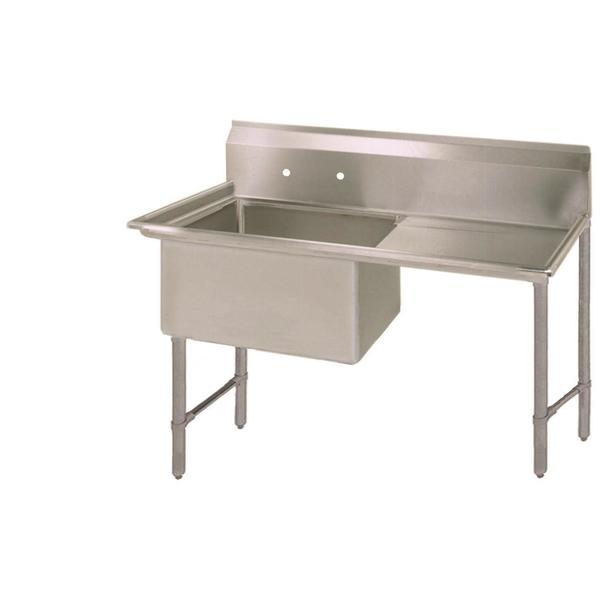 Bk Resources 23.5 in W x 40.8125 in L x Free Standing, Stainless Steel, One Compartment Sink 16 Gauge BKS6-1-18-14-18RS